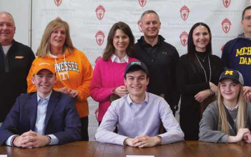 Pictured above from left Max Shelton, Will Rudski and Eve Anderson, each accompanied by their parents.