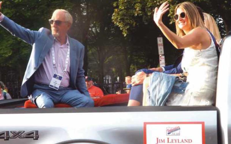 Above, Jim Leyland rides in Cooperstown parade. Bottom left, Leyland with brother, Larry.