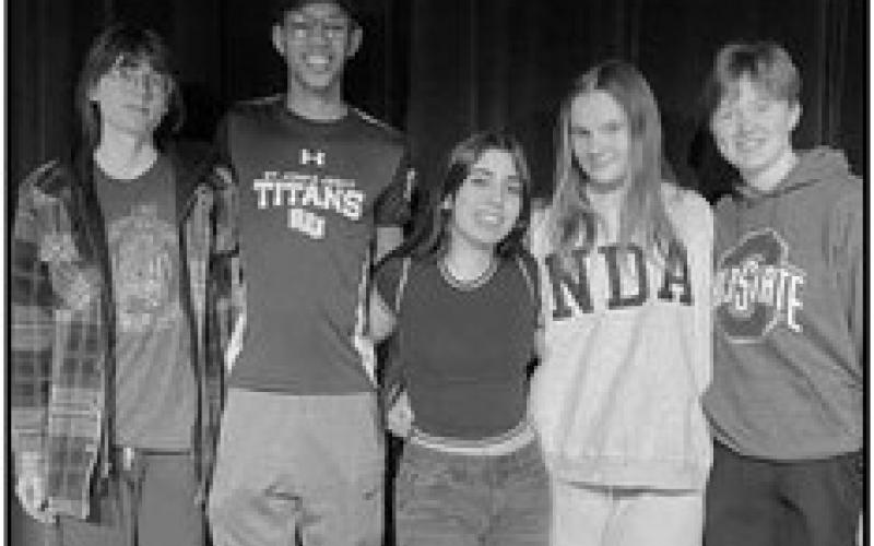 Pictured from left: Calvin Siefke, Mac McDonald, Joanna Alnaqeeb, Sophie Wolfinger and Killian Hoyt.