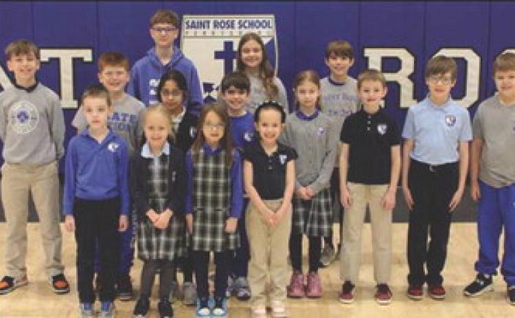 Front row, from left: Owen Aust, Charlotte Richards, Olivia Litt and Clara Ciesla. Middle row: Sean Mayle, Brody Smolensk), Aarya Mutgi, Noah Alencar-Proenca, Vivian Beasley, Lincoln Parkins, Charles Pakka and Jack Matthews. Back row: Aidan Graber, Kaysen Kesler and Eli Bill. Not pictured: William Shroyer and Ethan Warren.