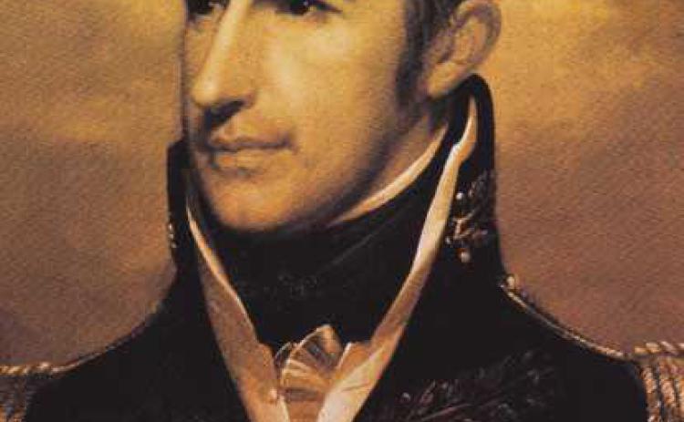 William Henry Harrison as a young man, 1790s. Below, Harrison was president for only 31 days before dying of pneumonia.