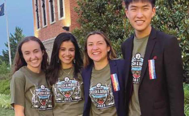 Speech and debate team national qualifiers, from left: Sydney Rettig, Hana El Nemr, Bella Aromas and Andy Chung.