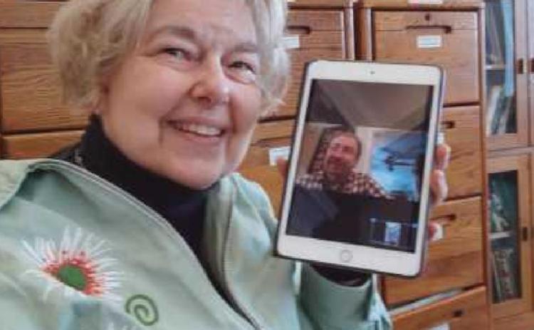 Rebecca Locke-Gagnon and Randy Menakes meet on Zoom each Saturday evening to discuss a movie with the group they organized in August 2020.