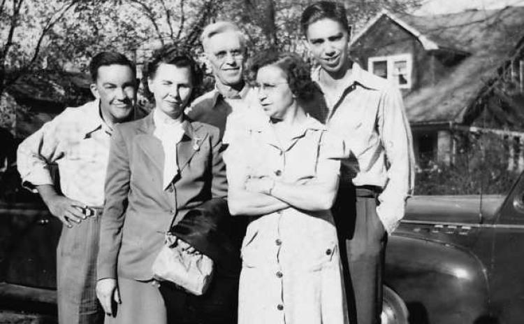 Back row from left: George Jones, Jr., George Sr. and Lester Jones. Front row, from left are: Blanch and Themla Jones at 108 West Fifth Street.
