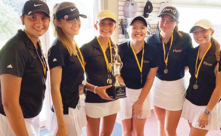 From left: Paige Feldkamp, Sophia Strzesynski, Sydney Deal, Summer Boedeker, Olivia Eisaman and Ariyah Ellis at the Sylvania Invitational at Eagle’s Landing.
