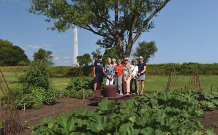 Fort Meigs Historic Site received grant money to renovate their 19th Century Heirloom Garden. Meeting with Fort Meigs Representative Tim Drill were CGC members, from left: Jane Moore, Kathy Attwood, Ursula Kluge, Carol Lynn Wilson, Kim Frazier and Pat Smith.