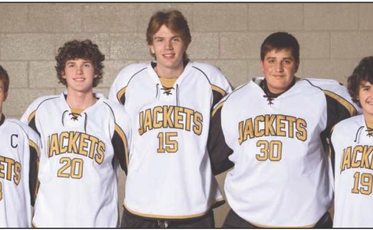 Perrysburg High School senior hockey players are, from left-Cody Schneider, Alex Wilhelm, Sam Bortz, Sam Yonker and Mackeane Hanley.
