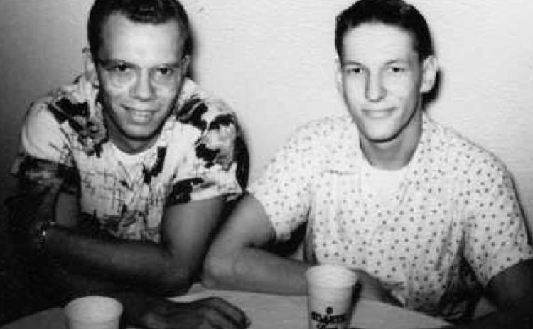 Mr. Szczublewski, right, with a fellow airman at Patrick Air Force Base in 1952.