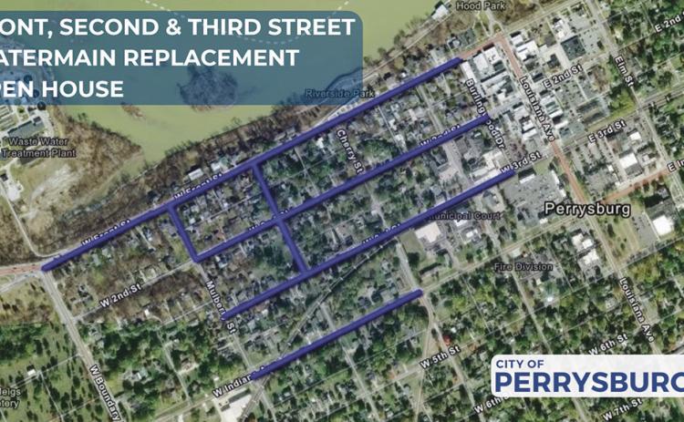 The blue lines represent the waterline locations that will be replaced during the watermain replacement project.