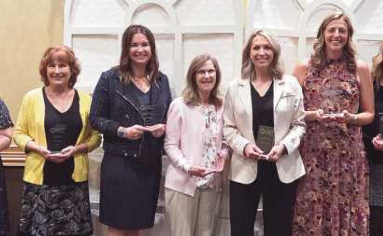 The 2026 Perrysburg Schools Foundation Outstanding Educators and staff, from left: Emily Bagdonas, Michelle Predmore, Sherry Slocum, Jennifer Krueger, Mary Dudley, Samantha DeWood, Becky Cotterman, Karen Kinzig, Julie Gerken and Tony Ferrara.