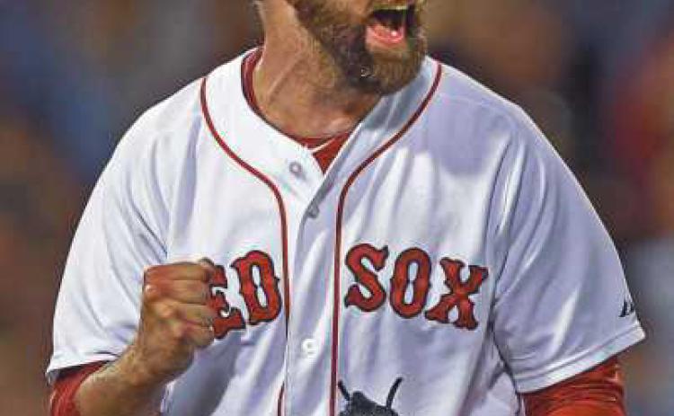 In 2014, Badenhop was a Boston Red Sox relief pitcher.
