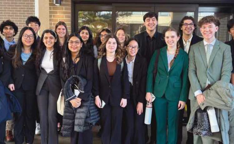 2025 State Qualifiers, from left, front row: Maanya Parikh, Anushree Verma, Cindy Ma, Ria Khatri, Aymana Alam, Gabriella Briscoe, Kate Wu, Sydney Wolfinger, Seth Ermie and Anwyn Sawaya. Back row: Ella Hahn, Shubham Brahme, Patrick Chen, Elyssa Hinesman, Jia Thakker, Nithya Rajan, Iris Weisstein, Jacob Nahhas, Jordan Nahhas and Robinson Zhang. Not pictured: Alex Ban.