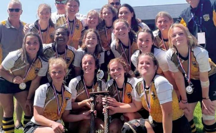 Members of the championship team are, front row from left: Captain Annie Hinkle, Olivia Allen, Keely Merrick, Molly Cherry. Middle row: Adina Castillo, Faith Smallwood, Catherine Kerber, Ailey Merrick, Evelyn Okenka, Alyvia Ross. Back row: Maggie Mantel, Emma Thomford, Sophie Rahe, Kate Magoun, Amara Perez and Kenzie Morris. Missing is Espi Perez. Coaches are Phil Gutkowski, Brandon Smith, Dan Ketterman and Marc Goddard.