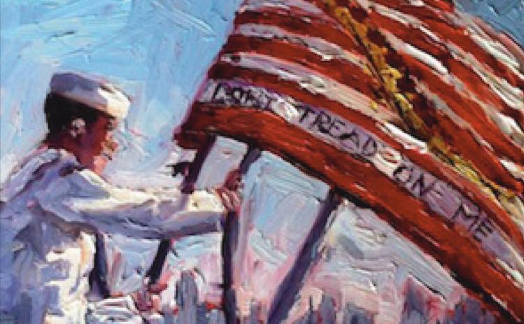 “Don’t Tread on Me” was painted by Kristen Dukat and was on exhibit in Way Public Library’s first Veterans Art Exhibit in November 2013.