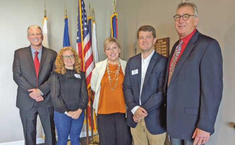 From left are Perrysburg Schools Superintendent Tom Hosler; chamber member Emily Musterman; Christine Best, director of Visit Perrysburg; Tim Ansted, chamber director, and Randy Drewyor, Perrysburg Schools treasurer.