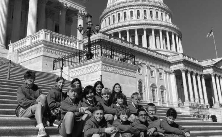 St. Rose students on the steps of the Capitol building.