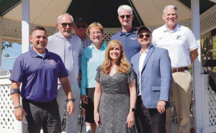 Amid the excitement of the Perrysburg Homecoming Festival, baseball hall of fame honoree and Perrysburg native Jim Leyland was presented with a key to the City of Perrysburg. The ceremony took place at the Commodore Schoolyard. Leyland is pictured, second from left, with local and state officials.