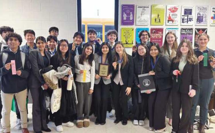 Left to right, front row: Shubham Brahme, Ria Khatri, Cindy Ma, Shambhavi Brahme, Jia Thakker, Iris Weisstein, Ling Chen, Aymana Alam and Gabby Briscoe. Back row: Sohan Gaddipati, Patrick Chen, Alex Ban, Rishabh Jha, Robinson Zhang, Jacob Nahhas, Seth Ermie, Jordan Nahhas, Ella Hahn and Annie Sawaya.