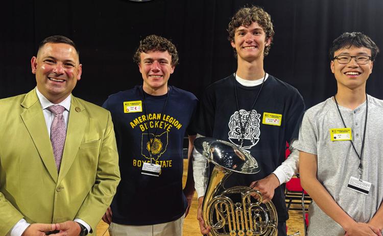 Ghanbari (left) with Buckeye Boys State delegates.