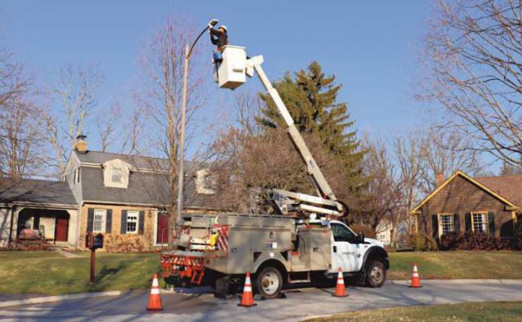 Toledo Edison crews install new streetlights in Perrysburg.