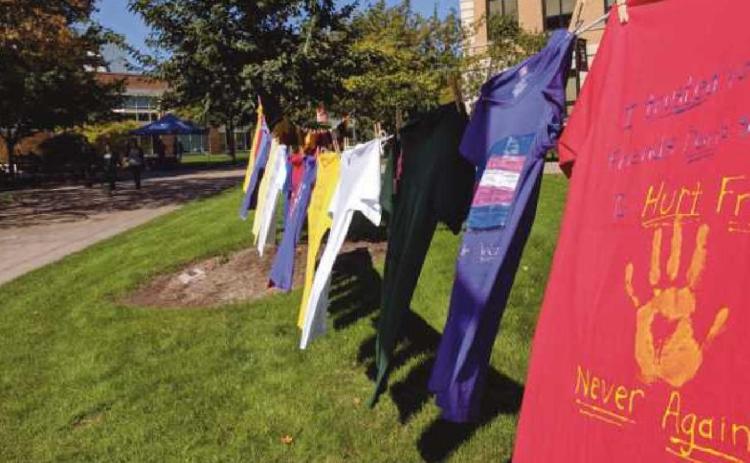 The Wood County Clothesline Project is composed of T-shirts with messages from survivors or loved ones of survivors. It is on display October 20 from 10 a.m. to 4 p.m. at the Bowen-Thompson Student Union Oval on the BGSU campus.