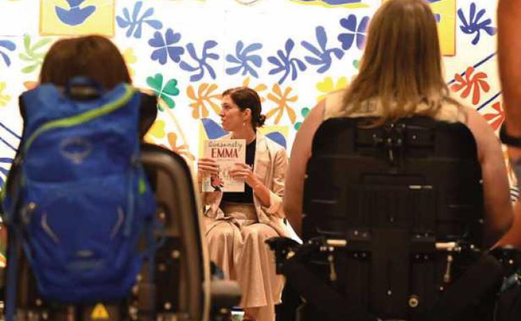 Author Amy Webb reads her book “Awesomely Emma” during a TMA program in the summer of 2022.
