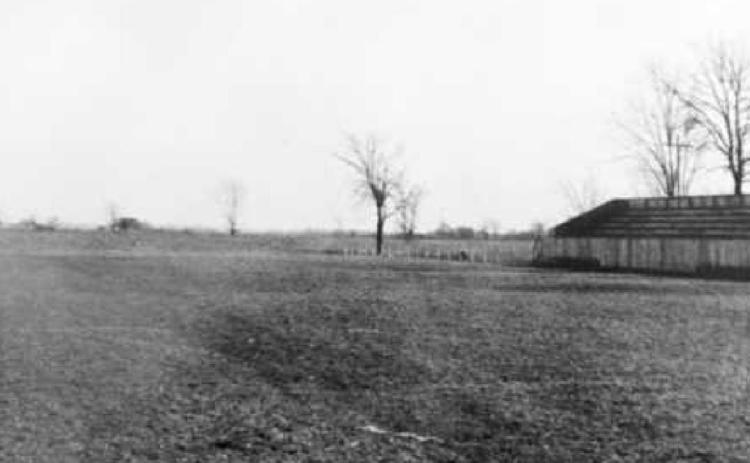 Not much more than a cow pasture, the PHS football field, 1930; looking south toward Grassy Creek.