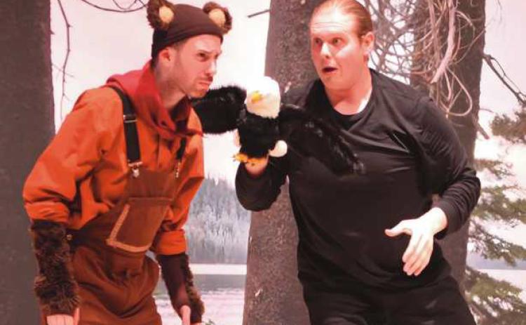 Two featured performers in Toledo Opera’s “The Bear Who Couldn’t Fish” are, from left, Brady DelVecchio and Rick Hale.