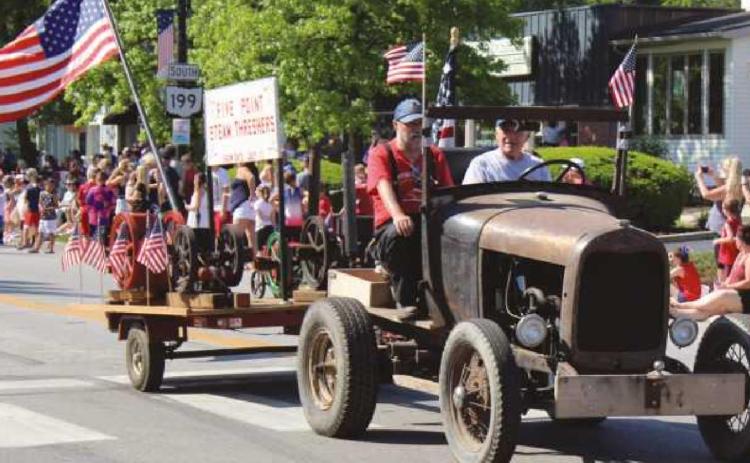 The Five Point Steam Threshers participated in the Memorial Day parade, showing off their antique equipment that is still operable.