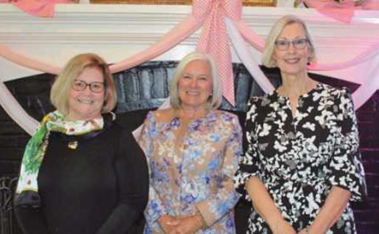 From left are Mary Harman, past president of Country Garden Club; Debbie Oliver, president of Garden Club of America, and Judy Lang, president, Country Garden Club.