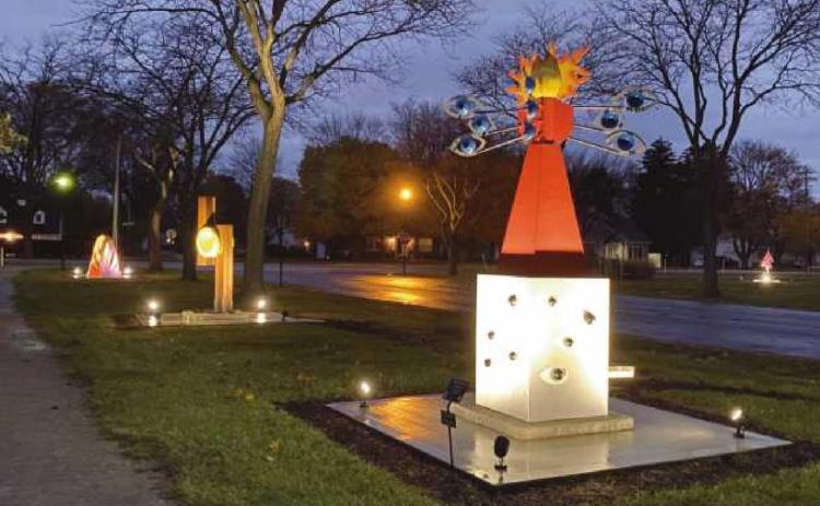 Perrysburg Sculpture Walk lights up for evening viewing