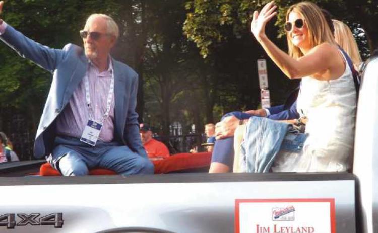 Above, Jim Leyland rides in Cooperstown parade. Bottom left, Leyland with brother, Larry.