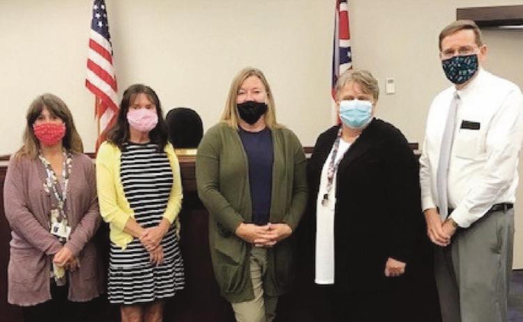 From left, Jodi Whitacre, program director; Susan Conner; Tracy Walton, Kristen Leverton; and Judge Dave Woessner.