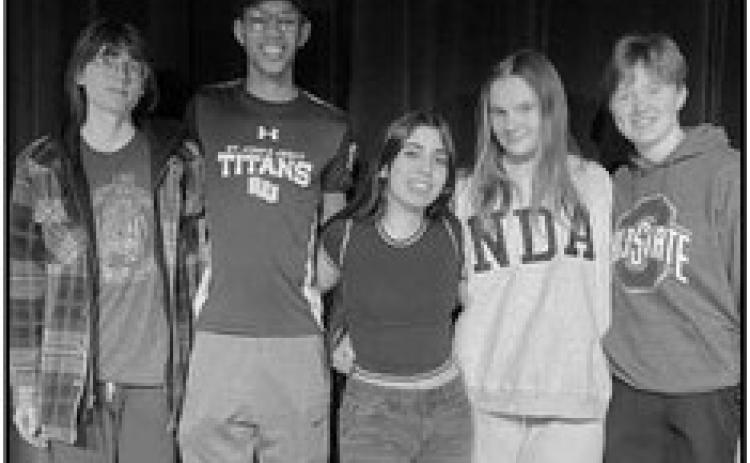 Pictured from left: Calvin Siefke, Mac McDonald, Joanna Alnaqeeb, Sophie Wolfinger and Killian Hoyt.